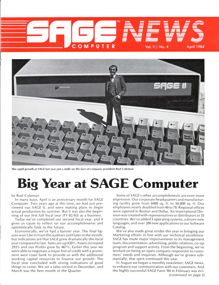 Sage News April 1984