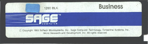 Sage Computer Busines diskette label